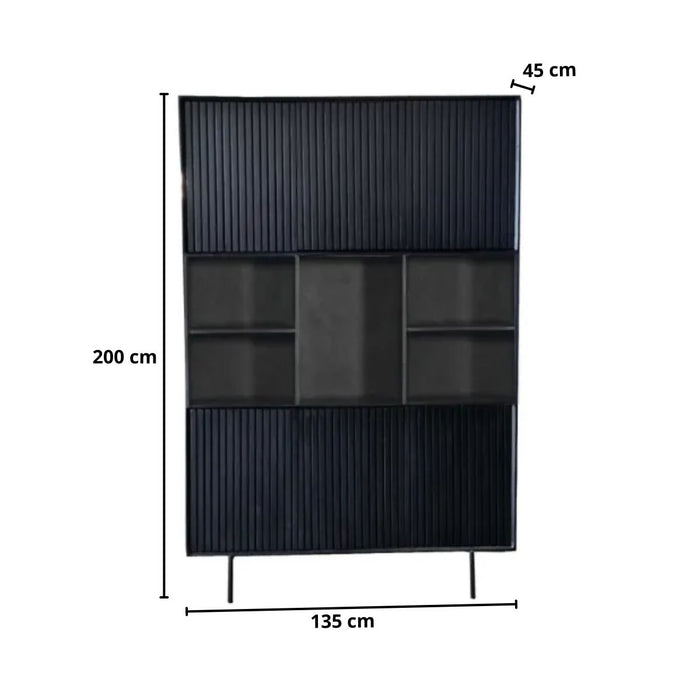 Vakkenkast Madison | Zwart 135cm