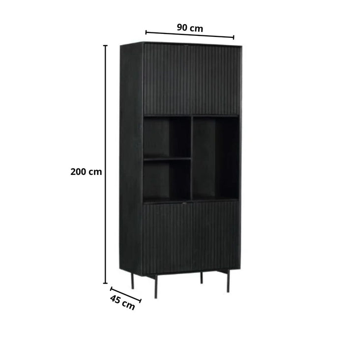 Vakkenkast Madison | Zwart 90cm