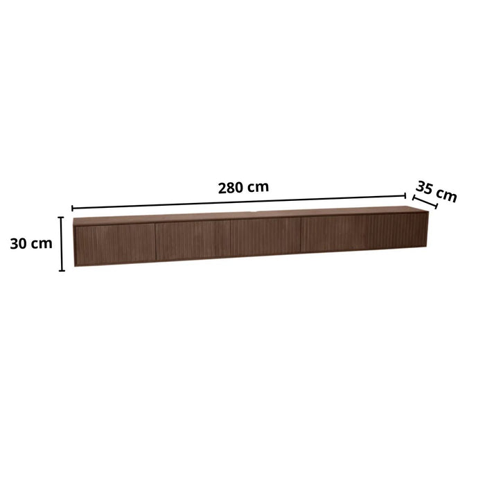 Zwevend TV-Meubel Madison | Walnoot 280cm