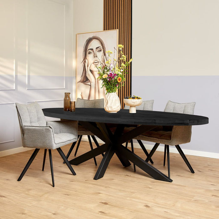 Eettafel Denver Zwart - 210cm | Ovaal