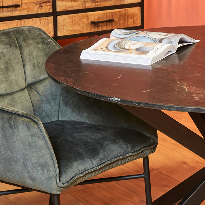 Eettafel Lynn Zwart Marmer - 130cm | Rond