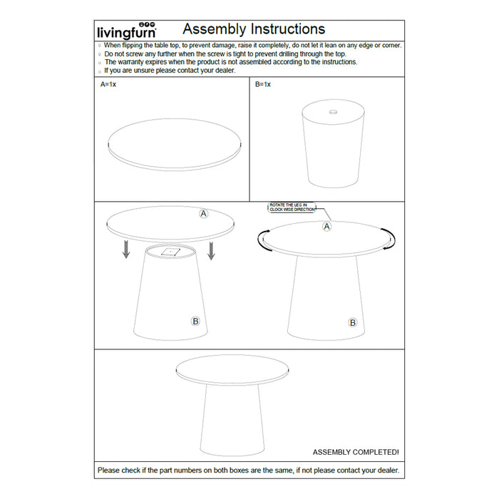 Eettafel Bottecino Round | Crème wit 130cm