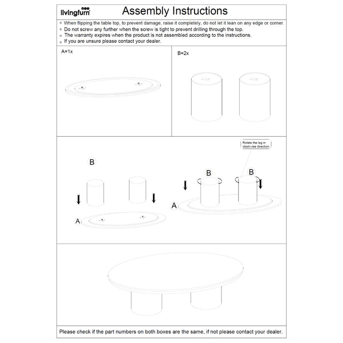 Salontafel Duno Bottecino | Crème Wit 120cm