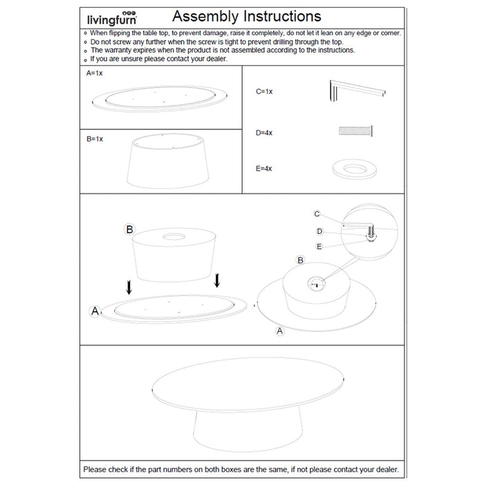 Salontafel Bottecino Oval | Crème wit 120cm