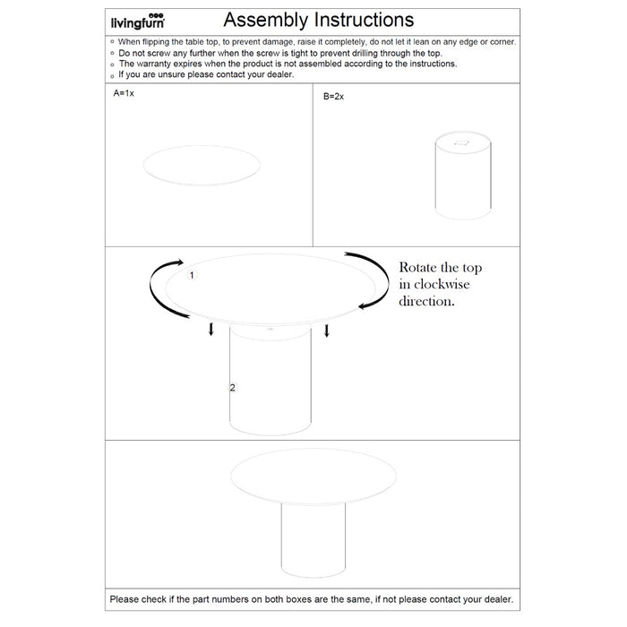 Eettafel Bottecino Round | Crème wit 120cm